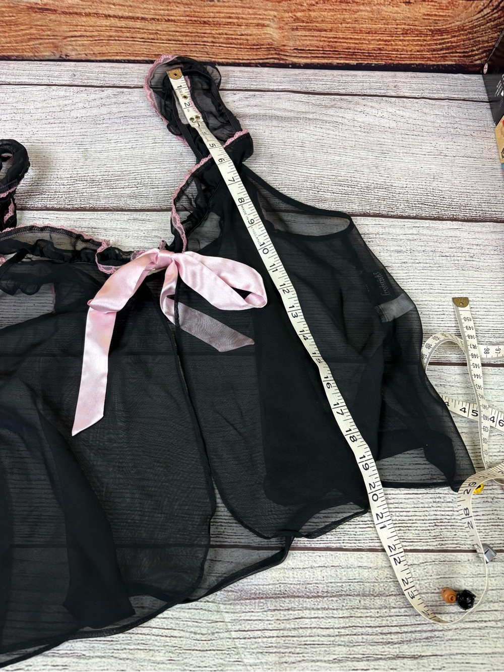 Y2K Fredericks of Hollywood Black & Pink Sheer Babydoll tank - Picture 5 of 5